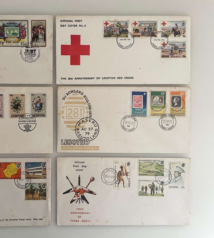 Lot of 6 Lesotho First Day Covers | 1970s1980s Commemorative FDCs | Red Cross, Royal Wedding