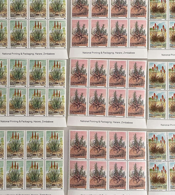 1988 Zimbabwe Aloe Stamp Lot  252 MNH Stamps  With Botanical Names  Blocks & Pairs