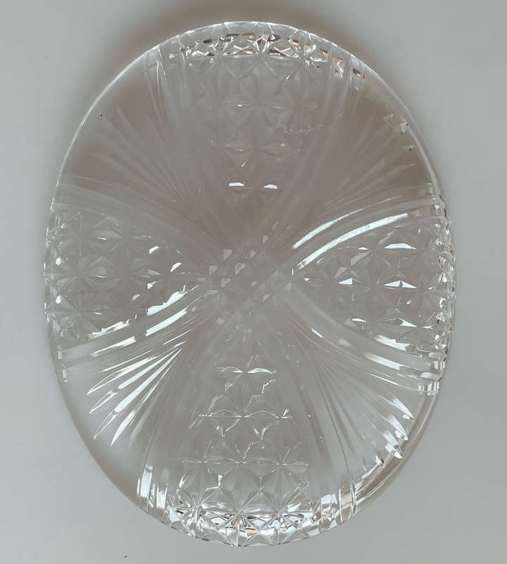 Oval Stuart Cut Crystal Platter  28cm x 21.7cm, 1960s/70s, Excellent Condition