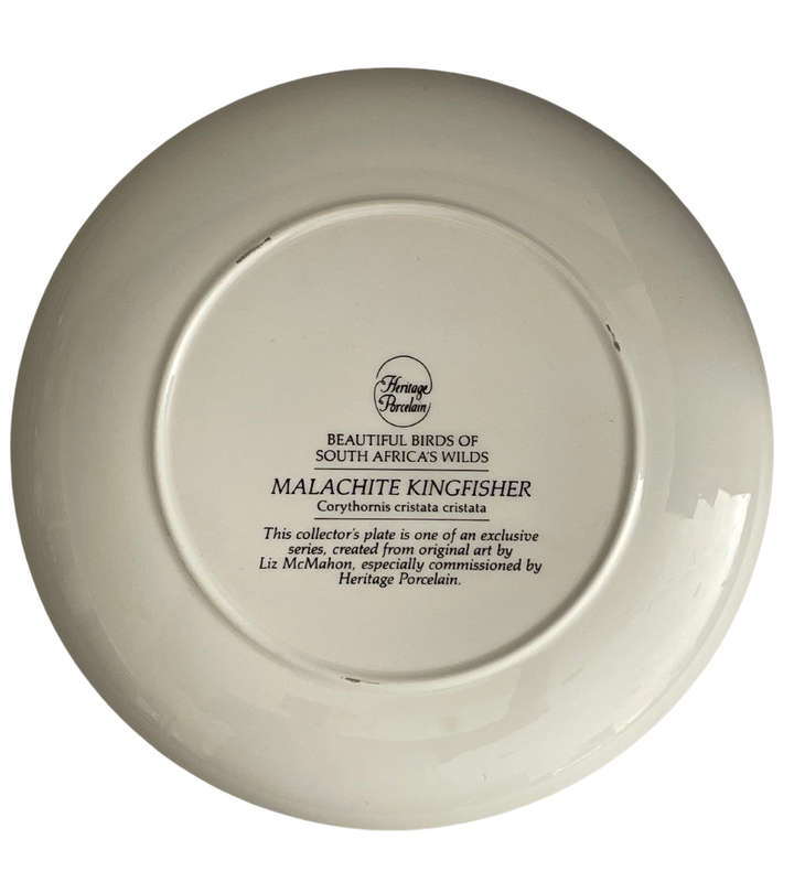 Heritage Collection "Beautiful Birds of South Africas Wilds" Plate - Malachite Kingfishers Design