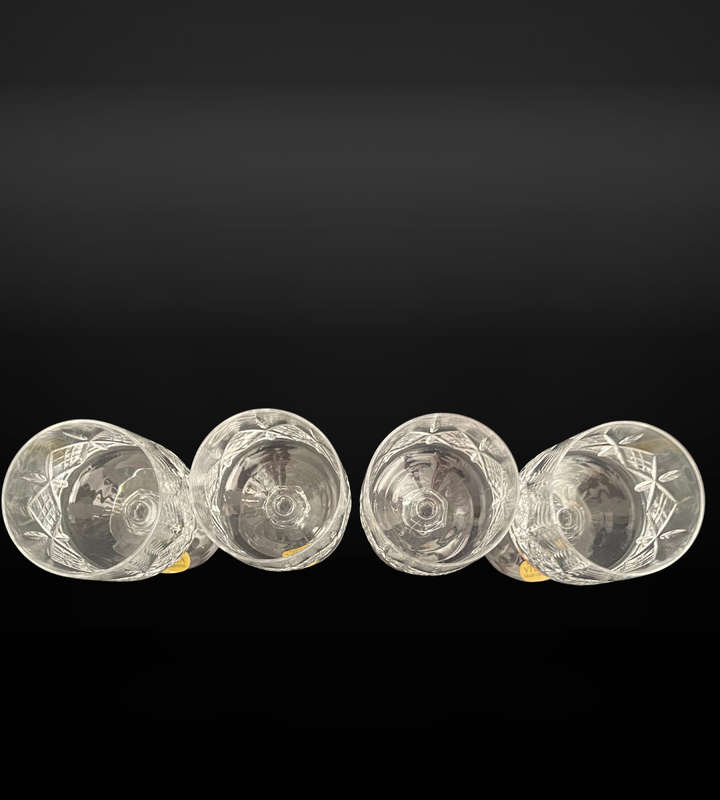 Set of 4 Vintage Vitria Handcut Lead Crystal Sherry Glasses  13cm High, Elegant Cordial Glasses