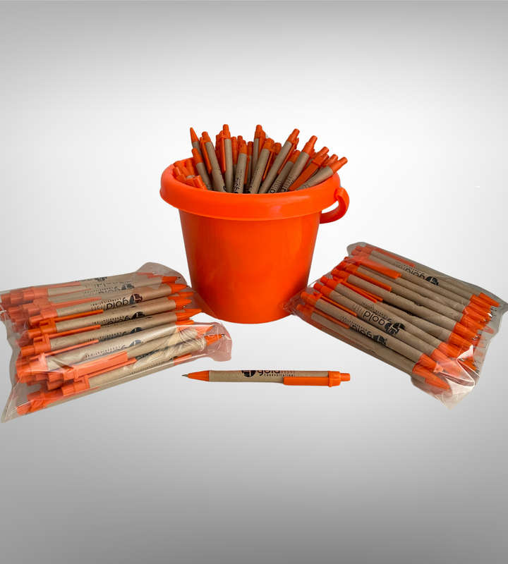 Lot of 100 x Goldfish Communications Pencils  Screwback Cap, Cardboard Body, Plastic Tips