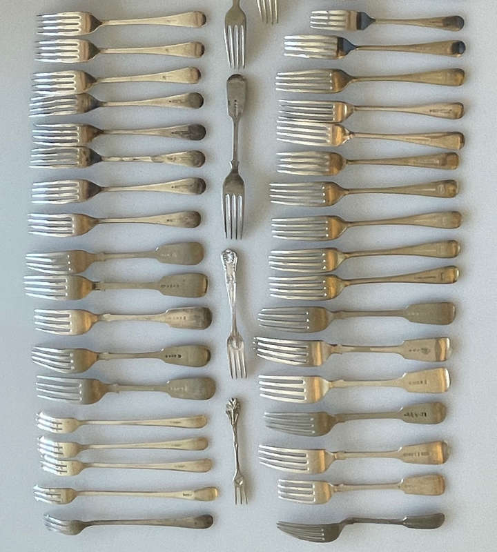 Rare Collection of 85 Antique & Vintage Silver-Plated and Nickel Silver Forks - Wellner, JR & Sons,