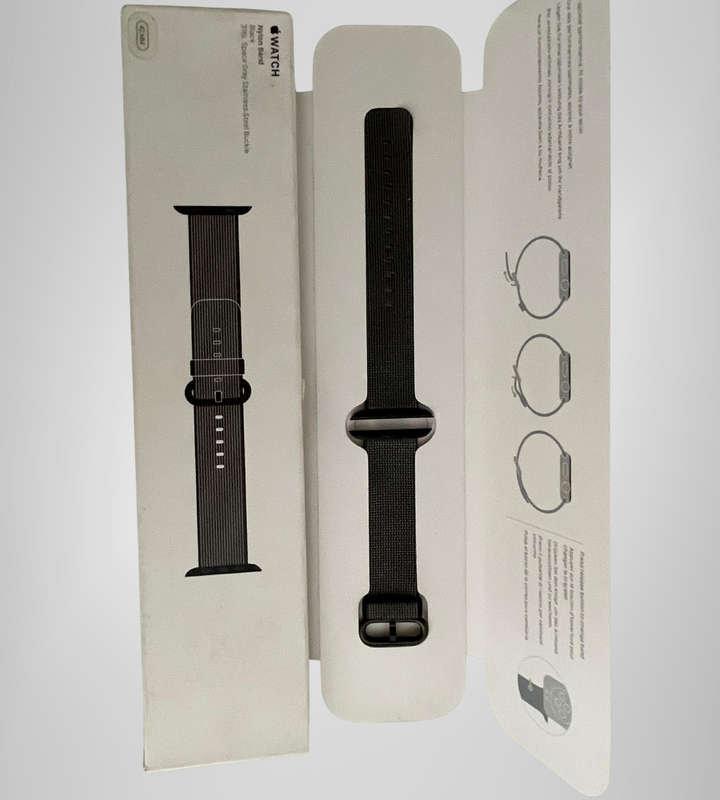 Apple Watch 42mm Black Woven Nylon Band  Space Gray Stainless Steel Buckle  Original Box