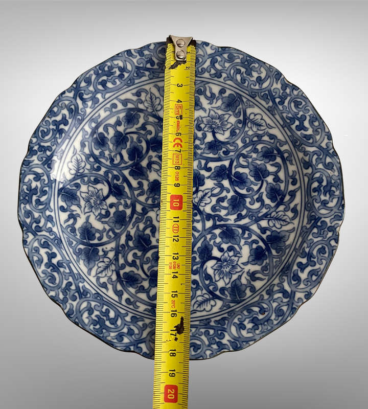 Vintage Japanese Arita Ware Plate  Blue & White Sometsuke Floral, Signed Someka , c.1970