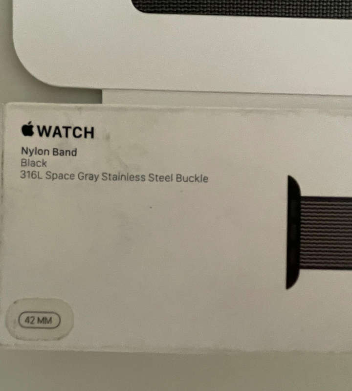 Apple Watch 42mm Black Woven Nylon Band  Space Gray Stainless Steel Buckle  Original Box