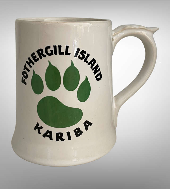 Vintage Norbel Zimbabwe Ceramic Beer Mug  Fothergill Island Kariba Green Tiger Footprint Collectibl