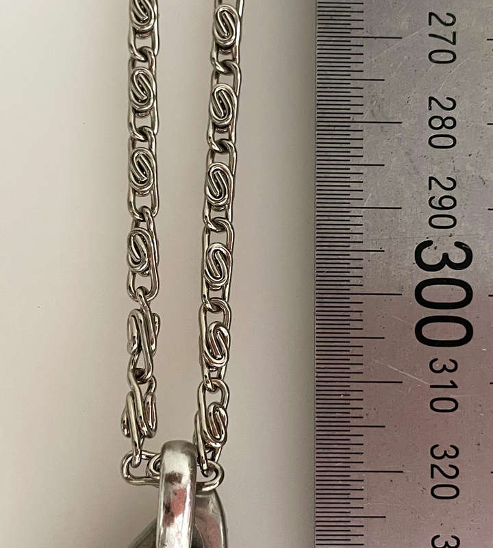 Vintage Pewter Pendant Necklace with Stainless Steel Chain  Abstract Swirl Design