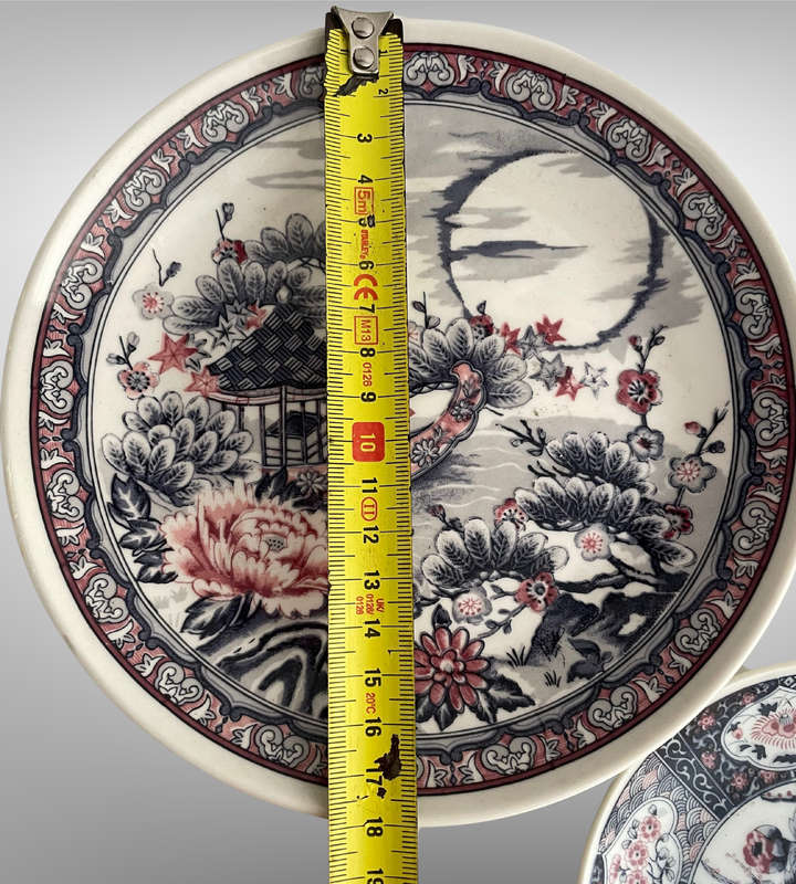 Yamaguchi Imperial Imari Collectors Plates (Set of 2)  Hand Decorated, Pink & Blue, c.1980s