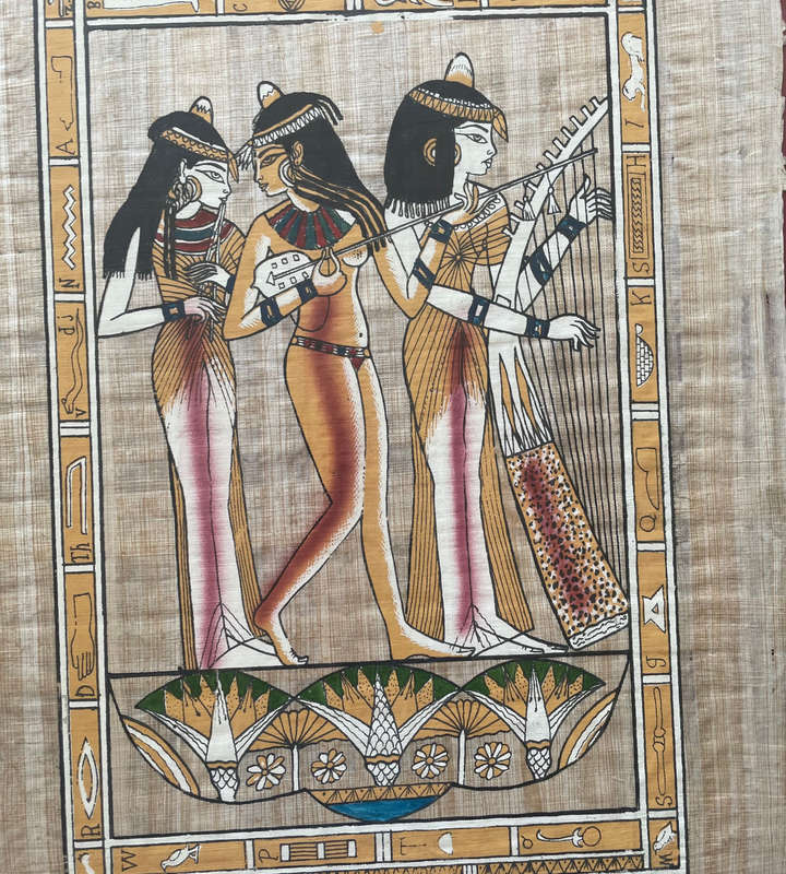 Vintage Delta Papyrus Factory Framed Egyptian Artwork  Authentic Papyrus