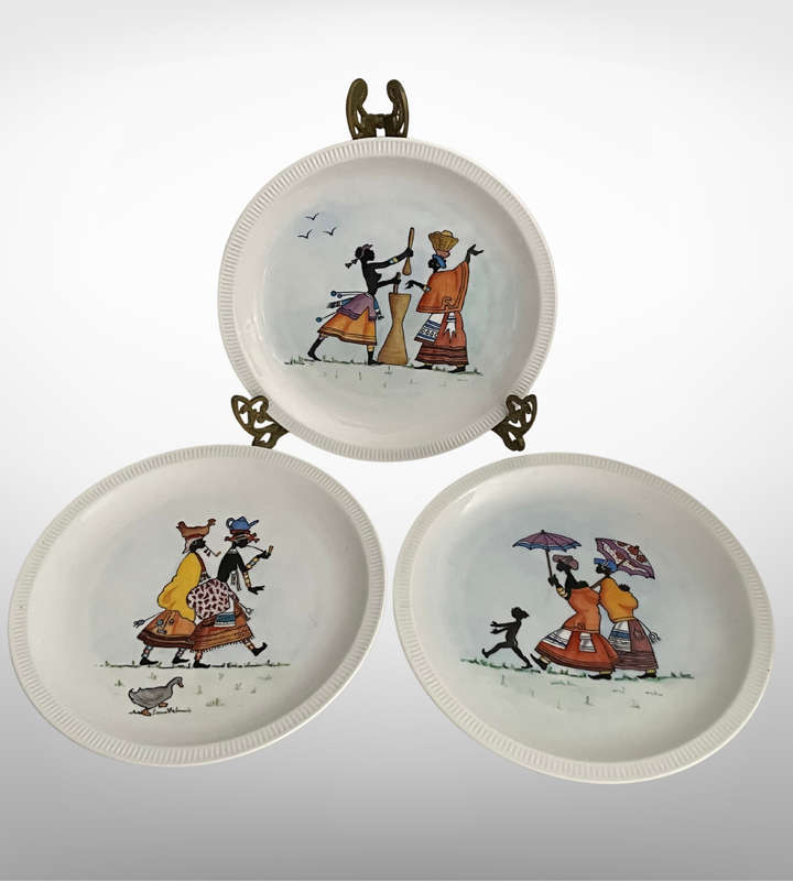 Set of 3 Hand-Painted Wall Décor Plates by Daphne Karlson (2000- 2001)