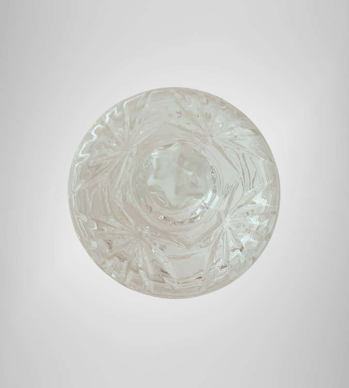 R1 Start - 1970s Vintage Pressed Glass Sugar Bowl  Art Deco Style, Star Pattern  13cm