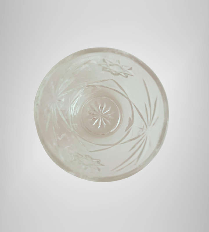 R1 Start - 1970s Vintage Pressed Glass Sugar Bowl  Art Deco Style, Star Pattern  13cm