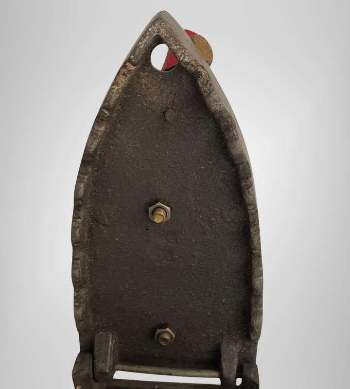 Antique Coal Iron (18901930)  Heavy French Cast Iron with Red Handle  Collectible or Door Stop