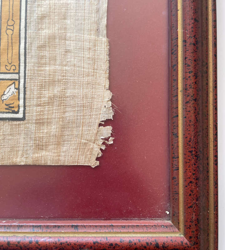 Vintage Delta Papyrus Factory Framed Egyptian Artwork  Authentic Papyrus