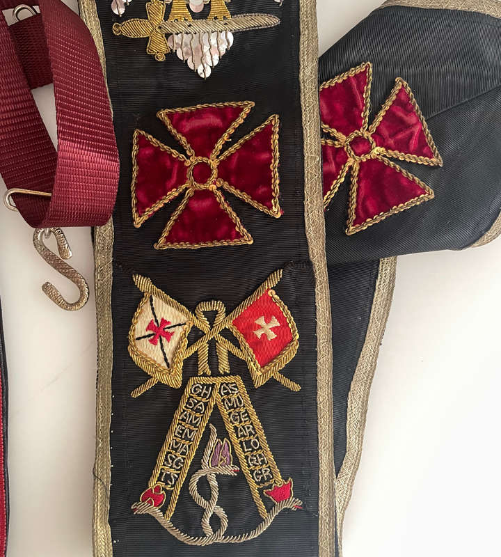 Rare Set of 4 Vintage Masonic Regalia  Rose Croix 30th Degree  Aprons & Sashes