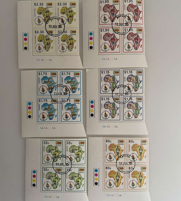 1995 Zimbabwe Stamp Lot  Insects, All-Africa Games, Currency Set  260+ MNH & CTO Blocks  Natprint