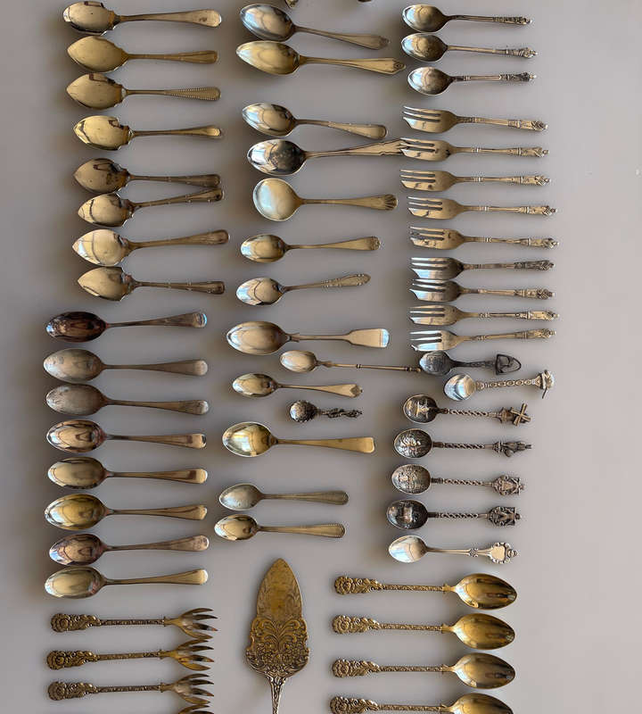 61+ Piece Vintage & Antique Teaspoons and Cake Forks Collection  Sheffield, Sweden