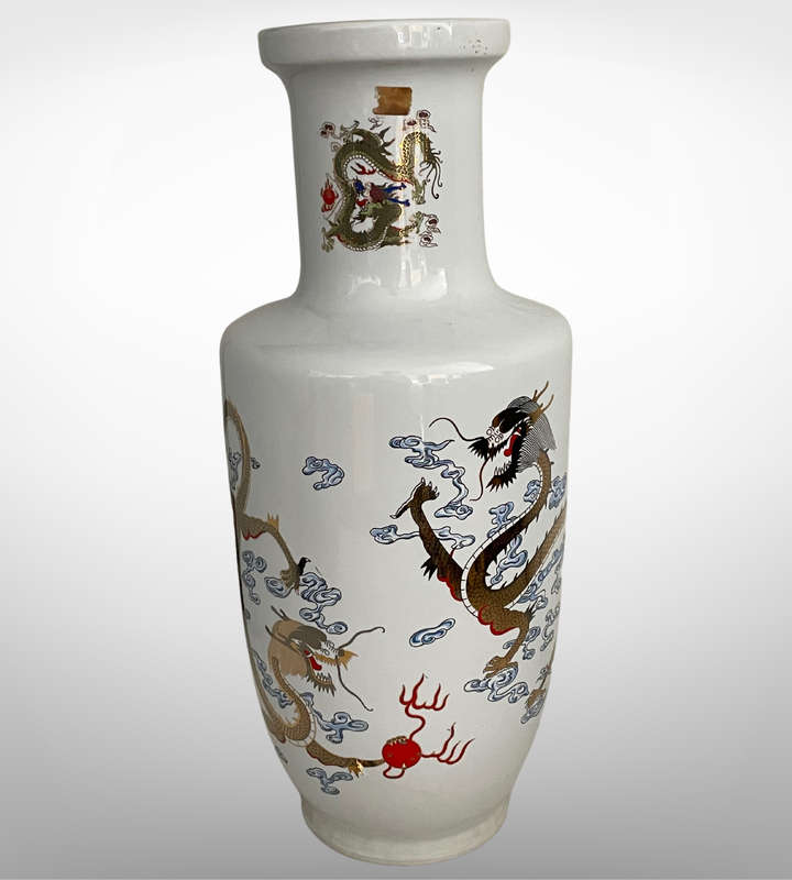 Huge Chinese Golden Dragon Porcelain Vase  5-Clawed Design, 47cm