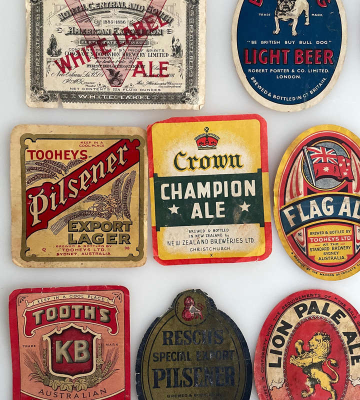 Bulk Lot of 40 Vintage Beer Labels + 12 Bonus  Australia, NZ, UK, Canada & More  Great Condition