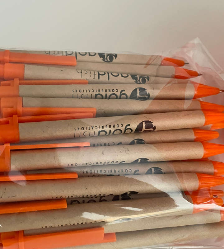 Lot of 100 x Goldfish Communications Pencils  Screwback Cap, Cardboard Body, Plastic Tips