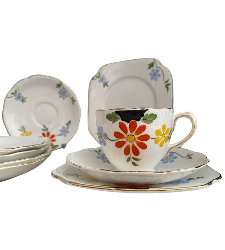 13-Piece Bell China Art Deco Set  Hand Painted, 1930s (1936-1966, England)