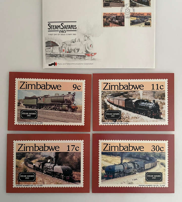 Lot of 24 Zimbabwe First Day Covers & 10 Postcards (19831992)  Wildlife, Motoring, Steam, Harare &
