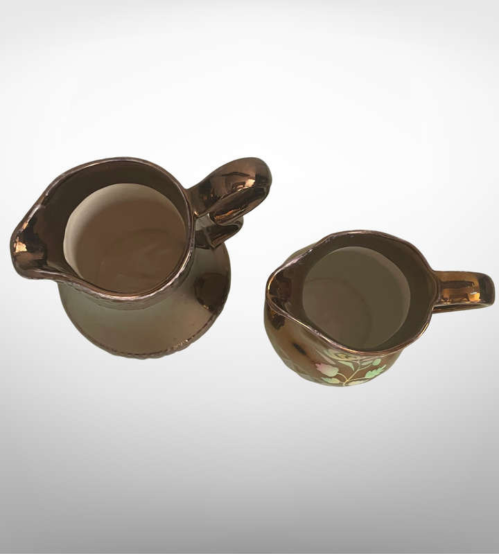 Set of 2 Vintage Small Milk Pitchers  Wade (1940s) & Oldcourt Ware (1955)  Rustic Charm