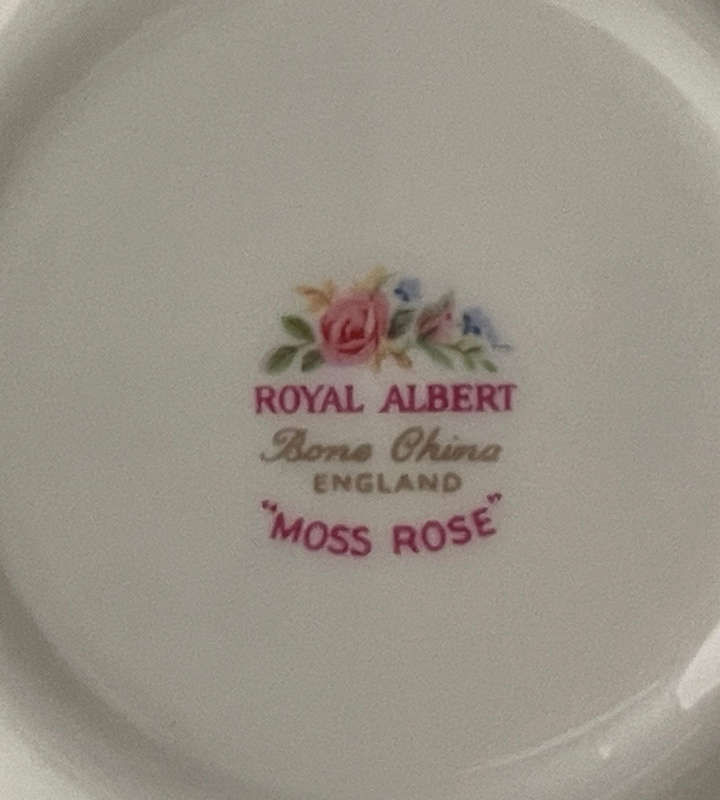 Royal Albert Bone China "Moss Rose" Coupe Saucer  1950s Floral with Gold Trim  140mm