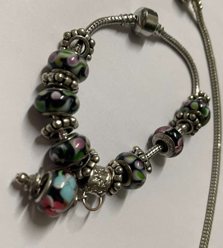 bracelets & necklace with assorted charms - 925 marked