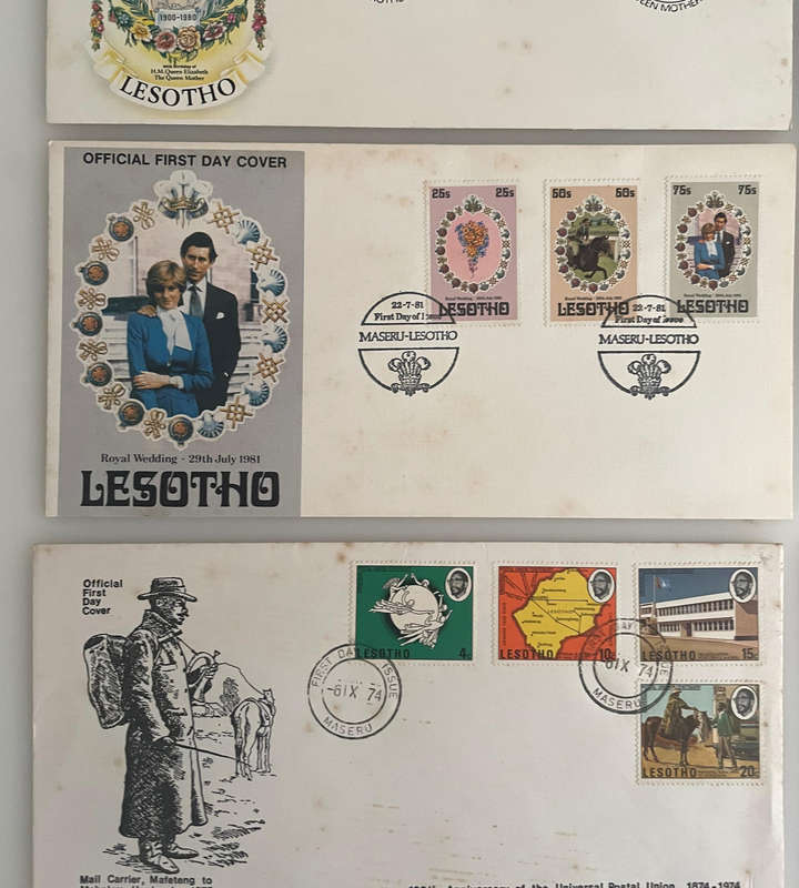 Lot of 6 Lesotho First Day Covers | 1970s1980s Commemorative FDCs | Red Cross, Royal Wedding