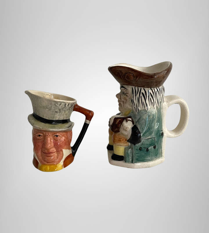 2 Vintage Character Mugs  Lancaster Sandland & Keele Street Pottery Seated Toby  England