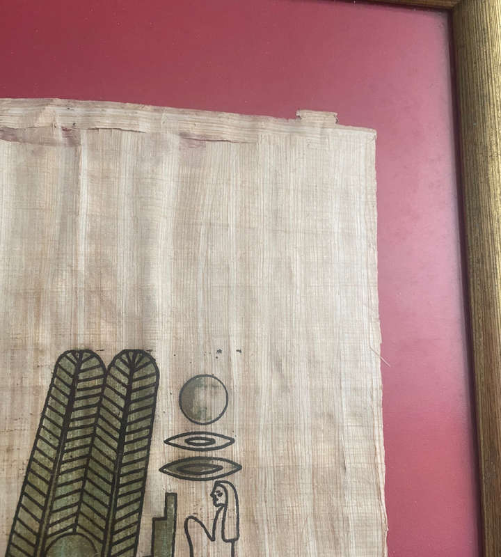 Vintage Delta Papyrus Factory Framed Egyptian Artwork  Authentic Papyrus 74cm x 50cm
