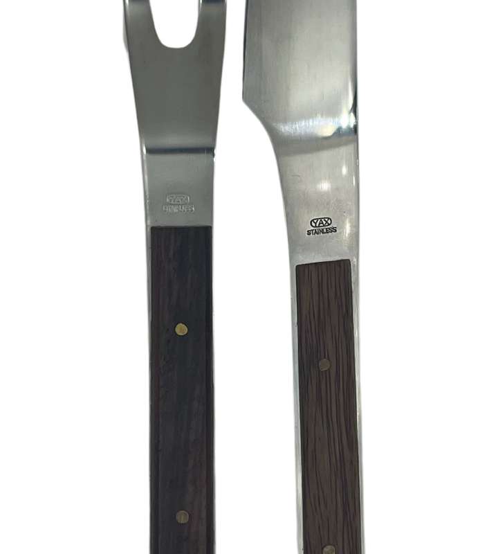 YAX Solid Stainless Steel Carving Set with Wood Handles (26 cm x 27 mm)