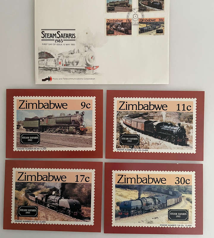 Zimbabwe FDC & Postcard Lot (19851990) | Motoring, Steam Safari, Technology, Womens Rights, Nation