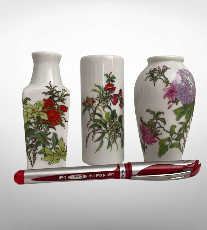 9-Piece Vintage Chinese Vase Collection (1980s-1990s)  Ceramic & Eggshell Porcelain