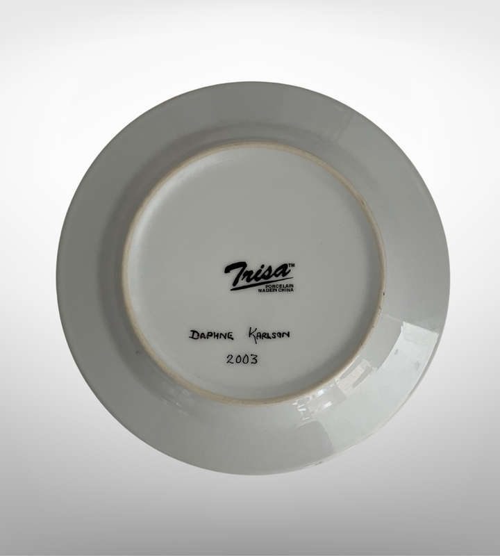 Set of 2 Hand-Painted Butterfly Side Plate Sized Wall Décor Plates by Daphne Karlson (2003)