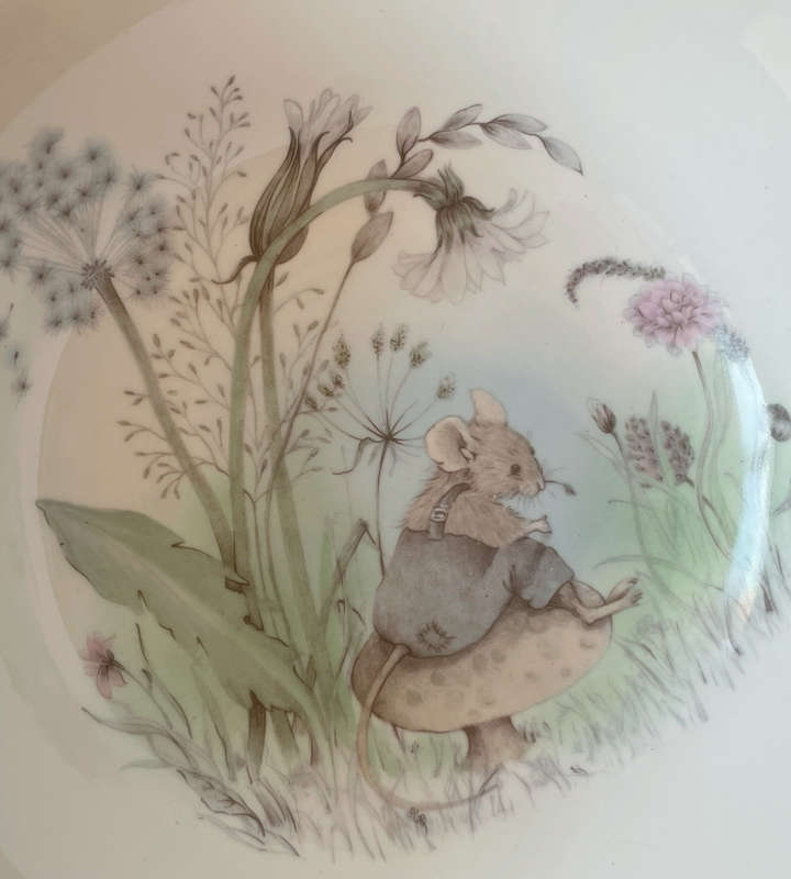 Mr. Mouse Elizabethan Fine Bone China Childrens Cereal Bowl  Hand Decorated, Blue Rim