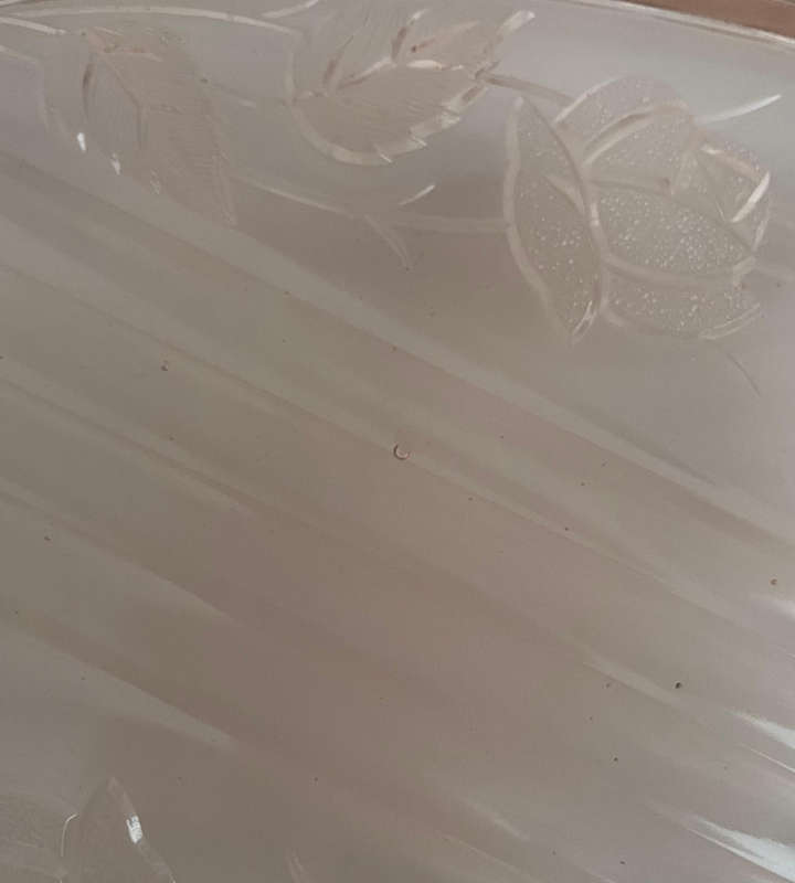 Vintage Art Deco Walther & Söhne "Waltraut" Brush Tray  Pattern 45533  Salmon Pink Pressed Glass
