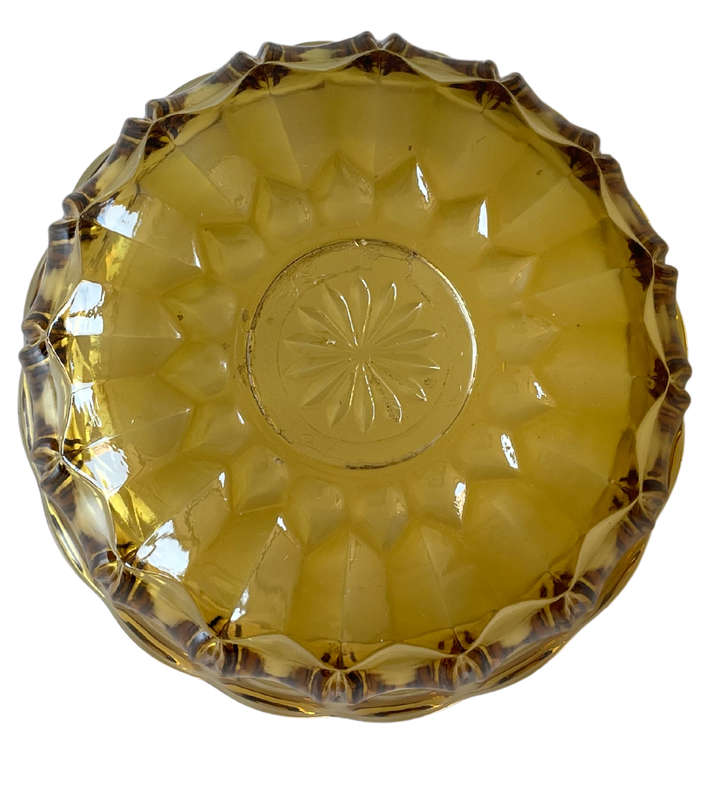 Vintage Anchor Hocking Amber Fairfield Serving Bowl Compote  Honey Amber Pressed Glass, 22.5cm