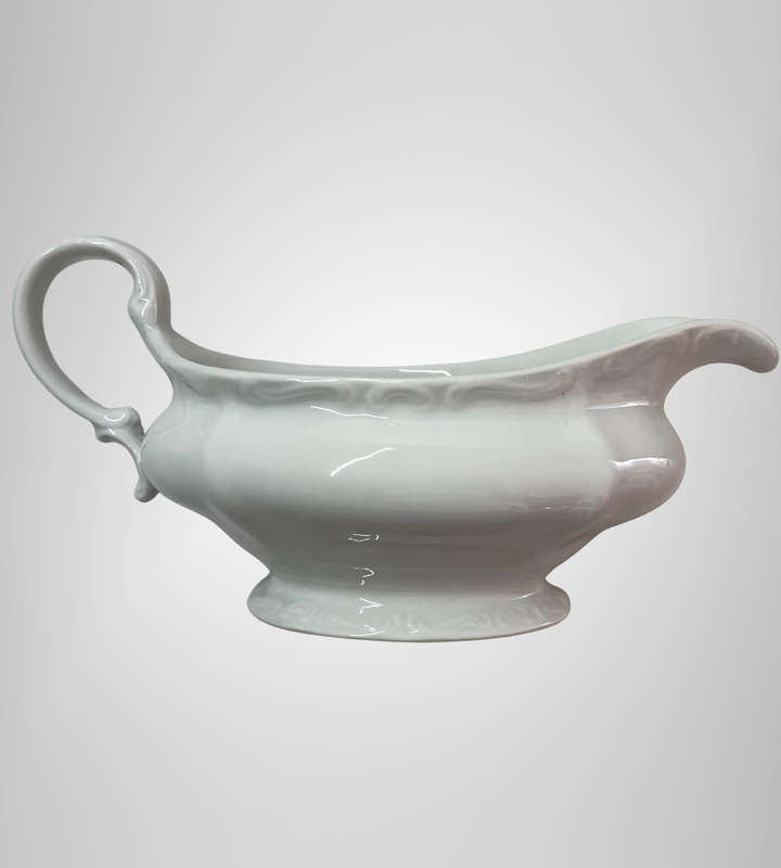 Elegant White Tureen, Gravy Boat & Sugar Bowl Set  Unmarked  French Provincial & German Bavarian S