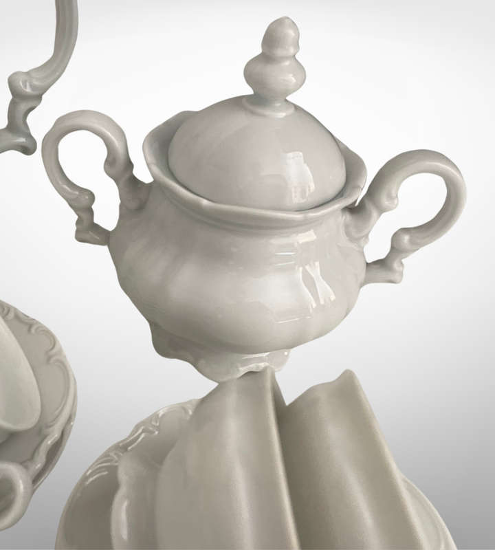 Hutschenreuther Sylvia All-White Tea Set  Crafted in Germany, Discontinued