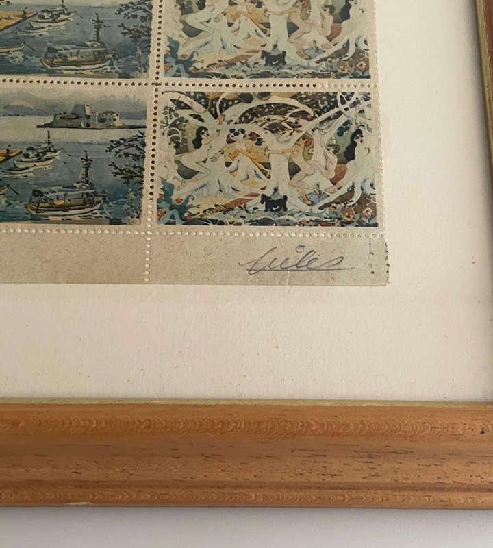 Walter Battiss Fook Island Postage Stamps Signed by Giles Battiss | Limited Edition 17/20 | Framed