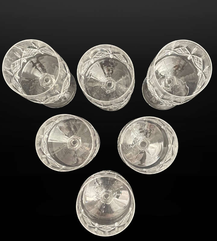 Set of 6 Vintage Vitria Handcut Lead Crystal Goblets  Stunning 16cm High Water/Wine Glasses
