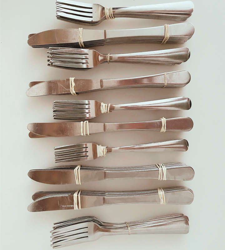 Huge Lot of 730 Stainless Steel Catering Cutlery  400 Knives & 330 Forks  Bulk Sale- Reduced
