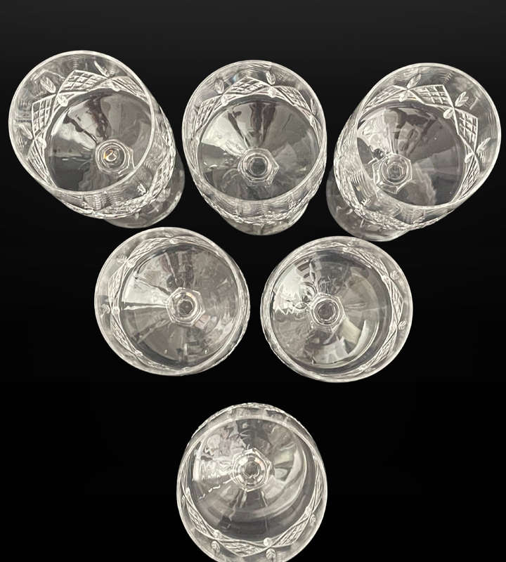 Set of 6 Vintage Vitria Handcut Lead Crystal Wine Glasses  Elegant 14.5cm High Goblets