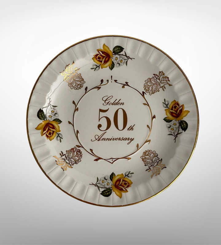 Vintage Avon by Wood & Sons 50th Anniversary Gift Plate - Staffordshire England, Golden Anniversary,