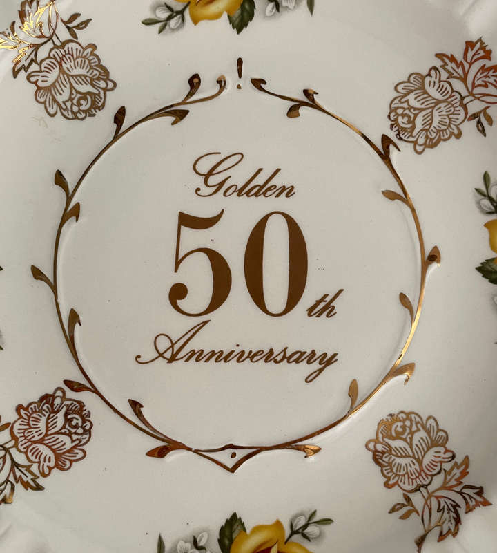 Vintage Avon by Wood & Sons 50th Anniversary Gift Plate - Staffordshire England, Golden Anniversary,