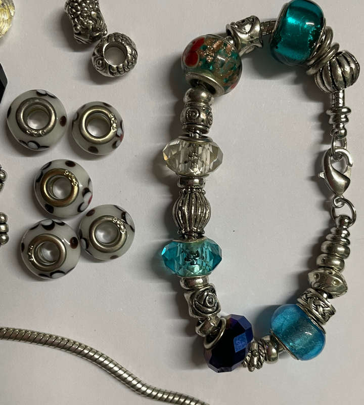 bracelets & necklace with assorted charms - 925 marked