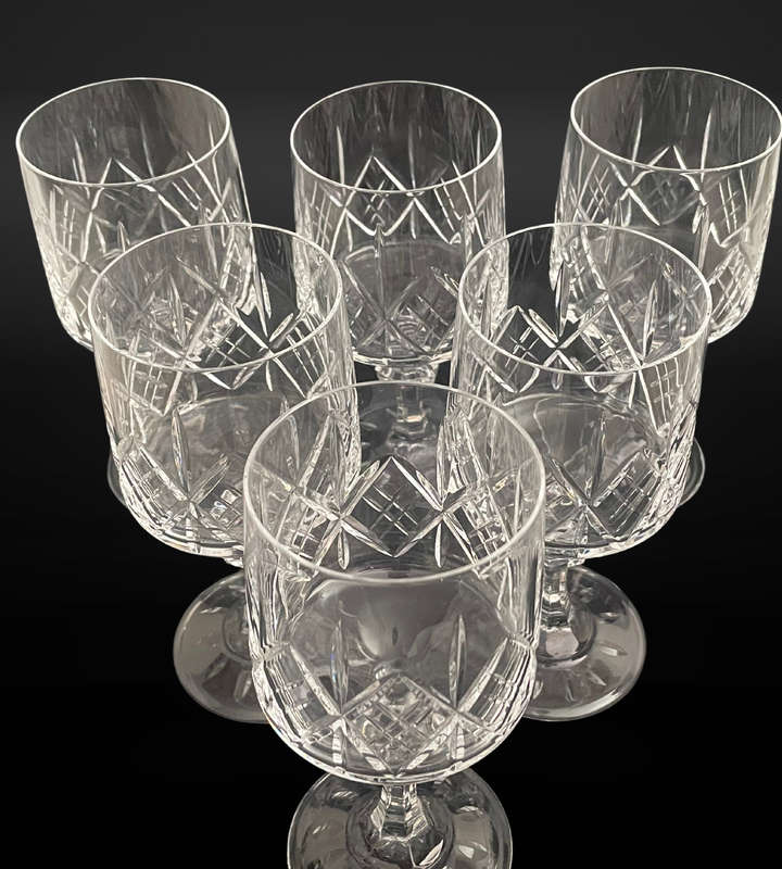 Set of 6 Vintage Vitria Handcut Lead Crystal Goblets  Stunning 16cm High Water/Wine Glasses